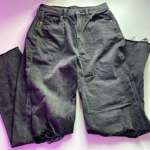 American Eagle Ripped Baggy Jeans US 2 XLONG in Black and Grey Shade